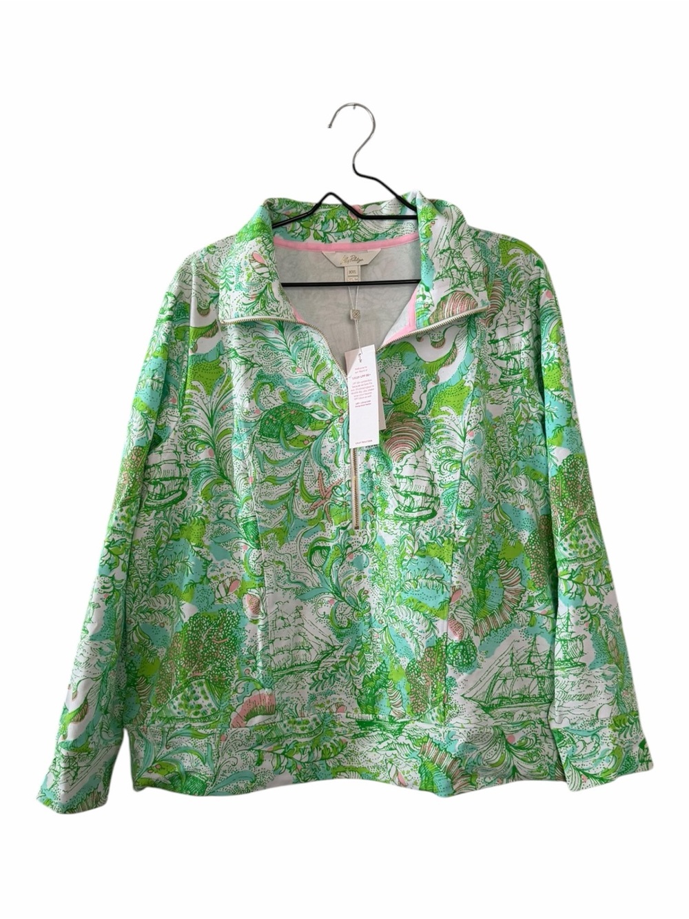 Lilly Pulitzer Eleni Half Zip Pullover Resort White Ship to Shore Size XXL NEW - Picture 9 of 9